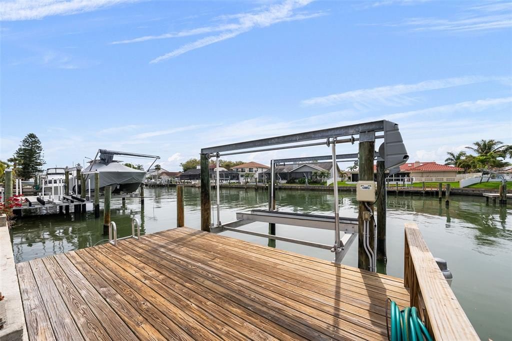Convenience of your own boat lift off the dock!