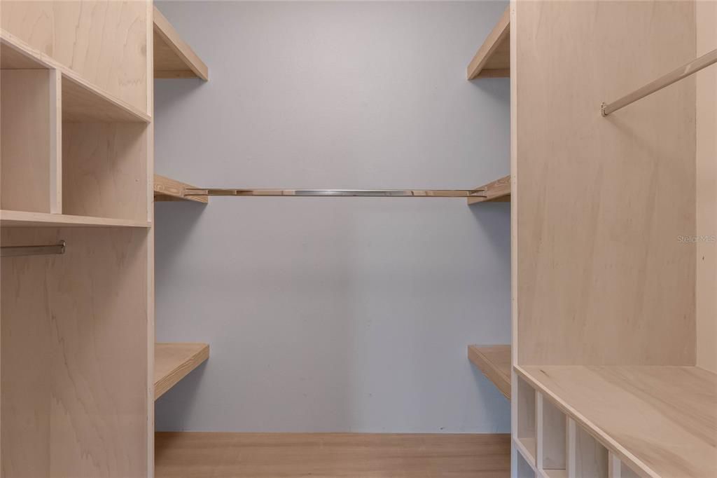 Walk-in closet from the primary bedroom