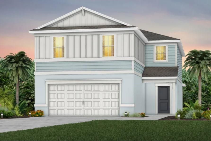 Coastal Exterior Design. Artistic rendering for this new construction home. Pictures are for illustrative purposes only. Elevations, colors and options may vary.