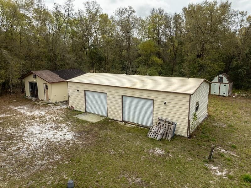 20X40 metal building and concrete block building.