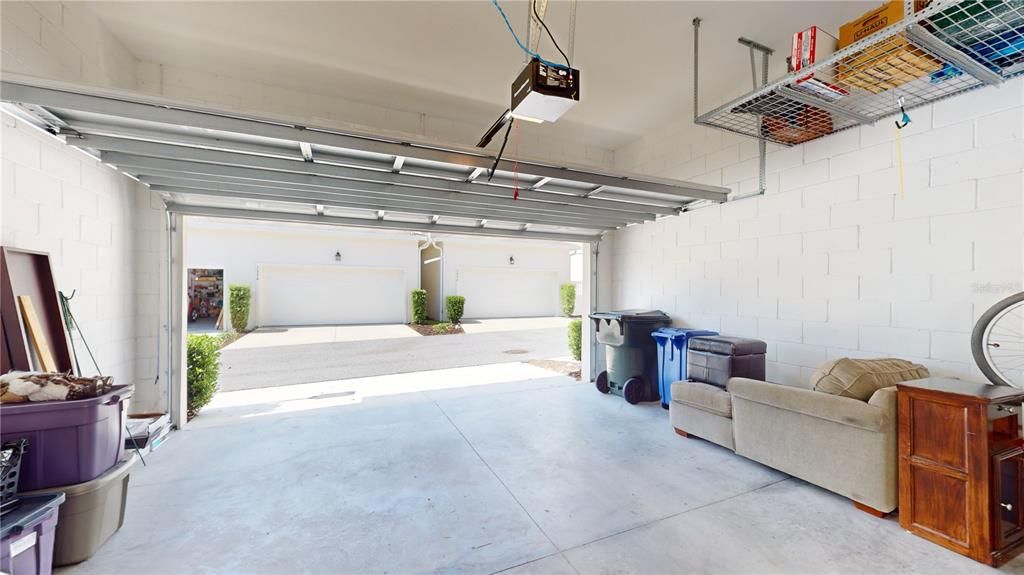 Two car Garage with overhead Storage