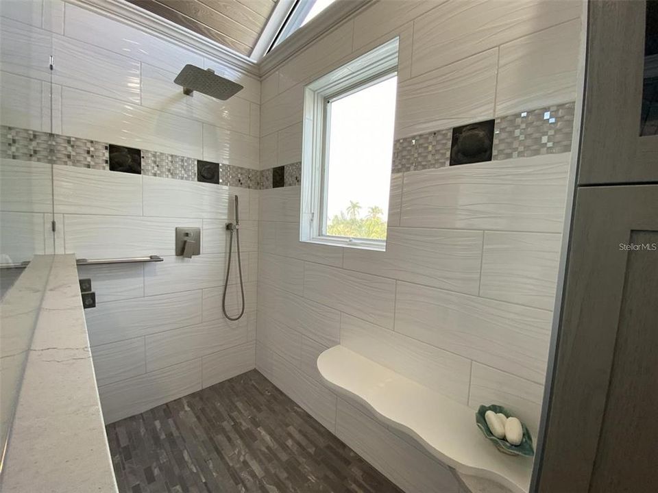 custom tile accents in shower