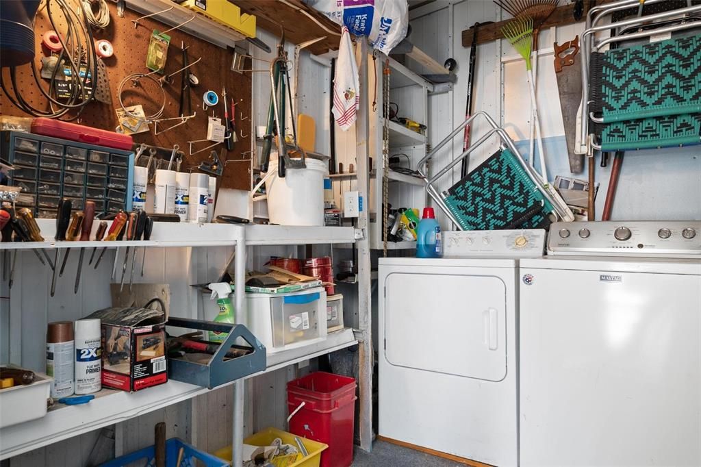 Outdoor storage and laundry room