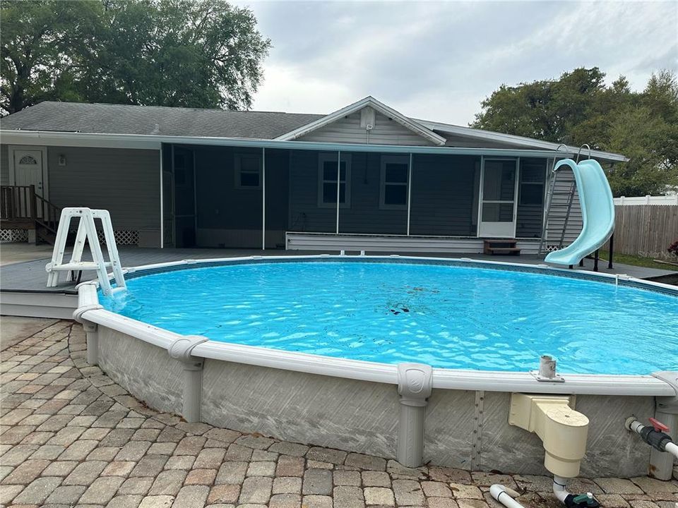 Semi recessed above ground pool