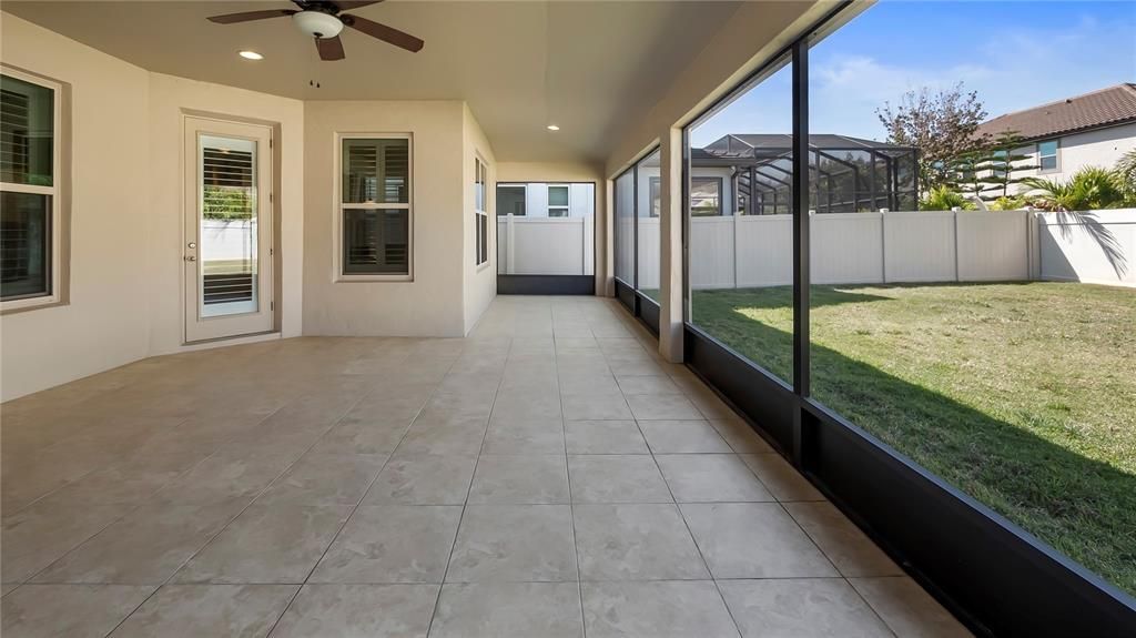 Oversized 31-by-28-foot covered and screened lanai.  Backyard has room to add a pool!