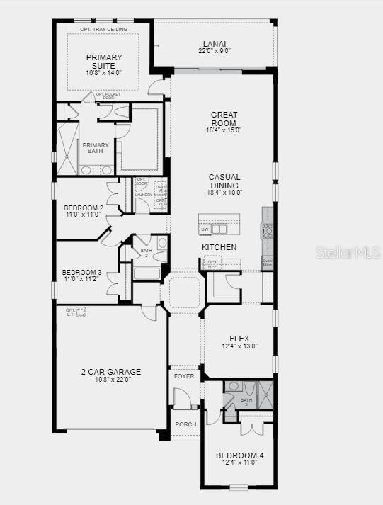 Structural options include: Tray ceiling package, gourmet kitchen, outdoor kitchen rough-in only, shower in Bath #3, 8' interior door upgrade, pre-plumb for future laundry tub in garage, and pocket sliding glass door.