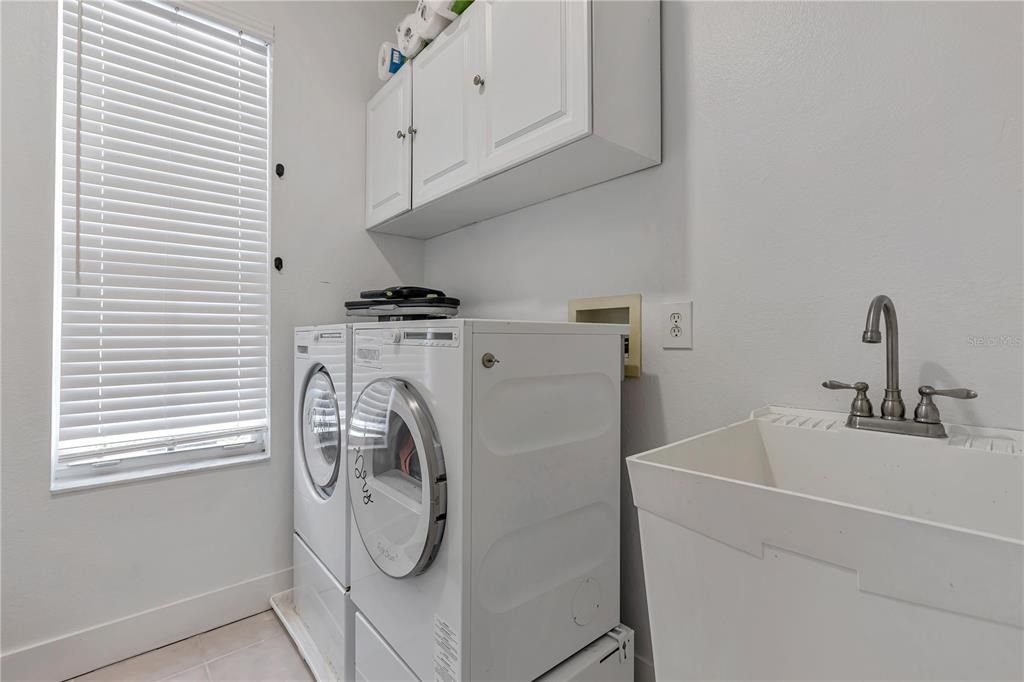 Laundry right outside garage! Asko washer and dryer Only powder.  https://us.asko.com