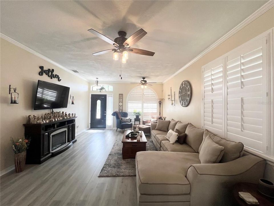 Family Room with shutters closed.