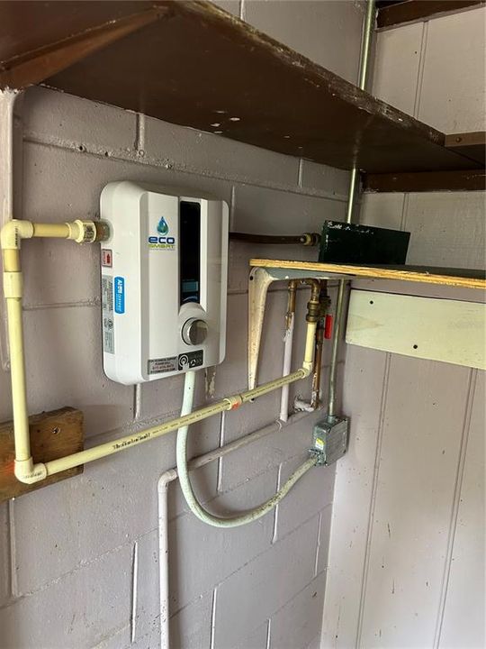 Outside Storage and Tankless Water Heater