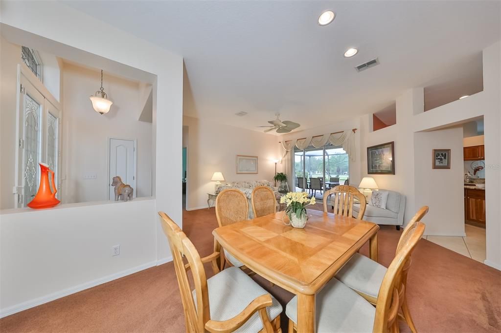 The dining room is intimate, with easy access to the kitchen.