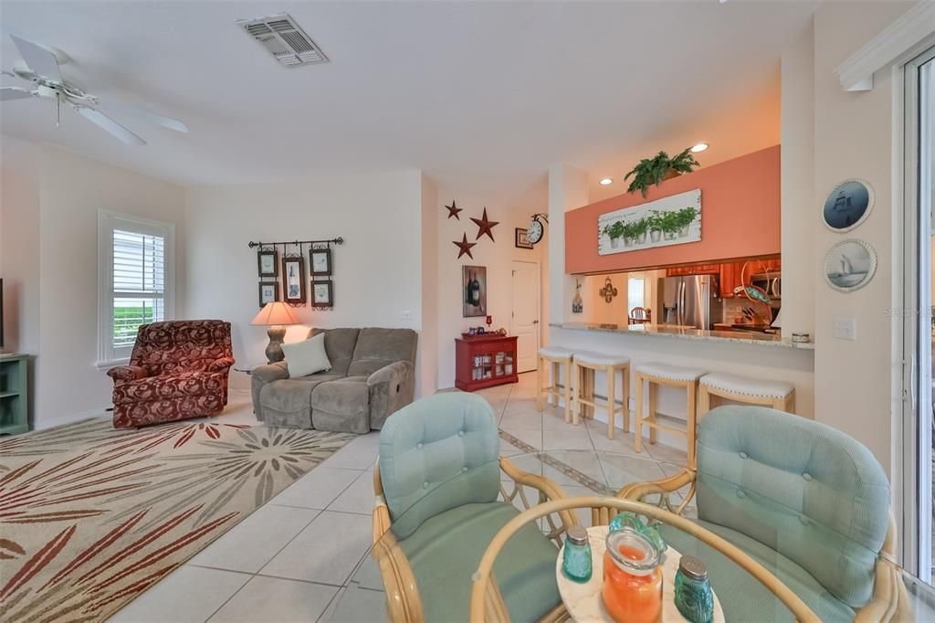 Family room is bright and open with lots of room for entertaining family or guests.