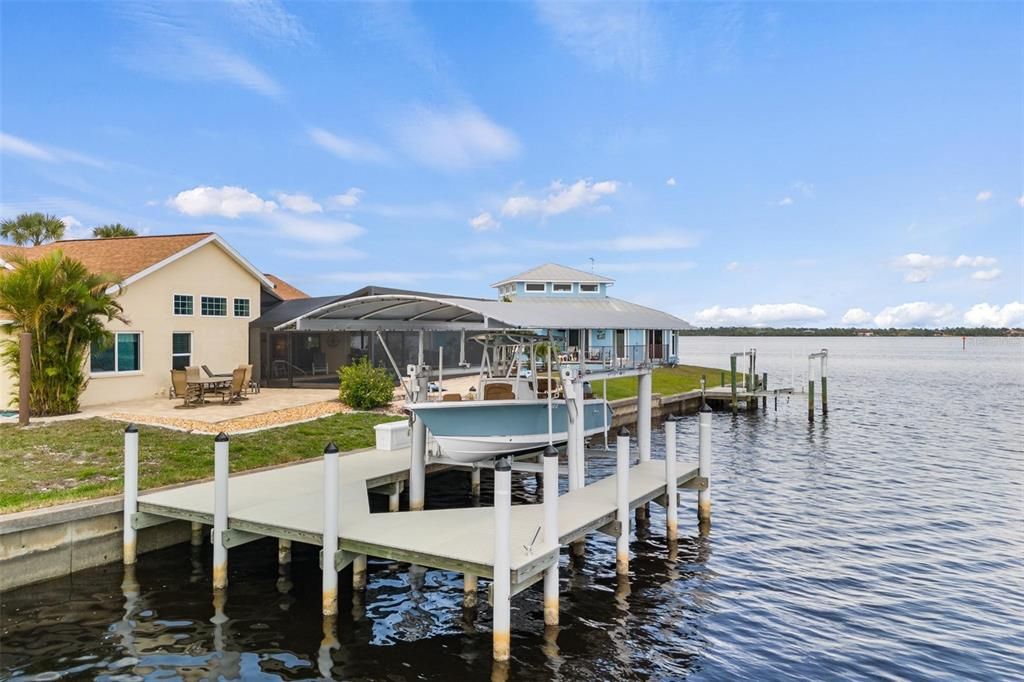428+/- sq ft dock featuring wear decking and a full 30 ft canopy,