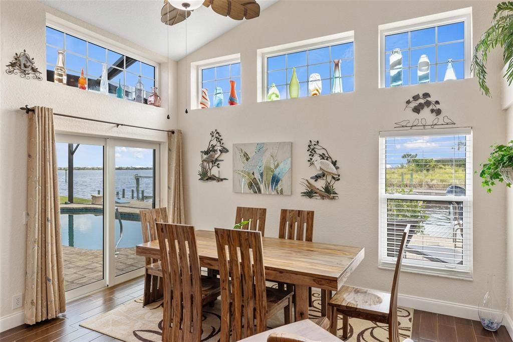 Dining room with water views