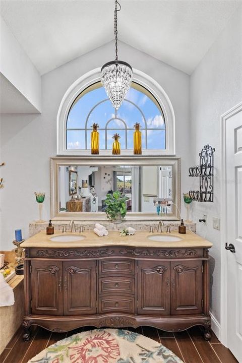 Dual Sinks and Arched window for natural lighting