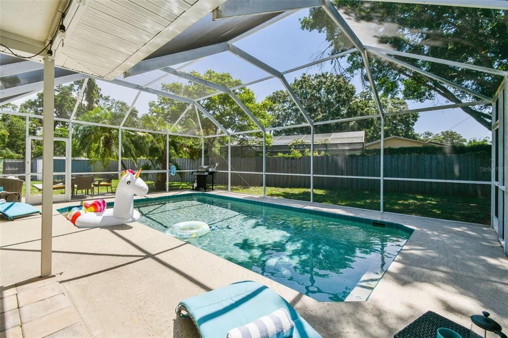 large pool for all the kids big and small. Pool heater makes it possible to swim year round