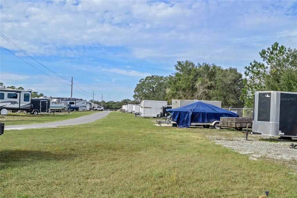 Partial view of fenced RV-Boat Storage Lot (260 slots)