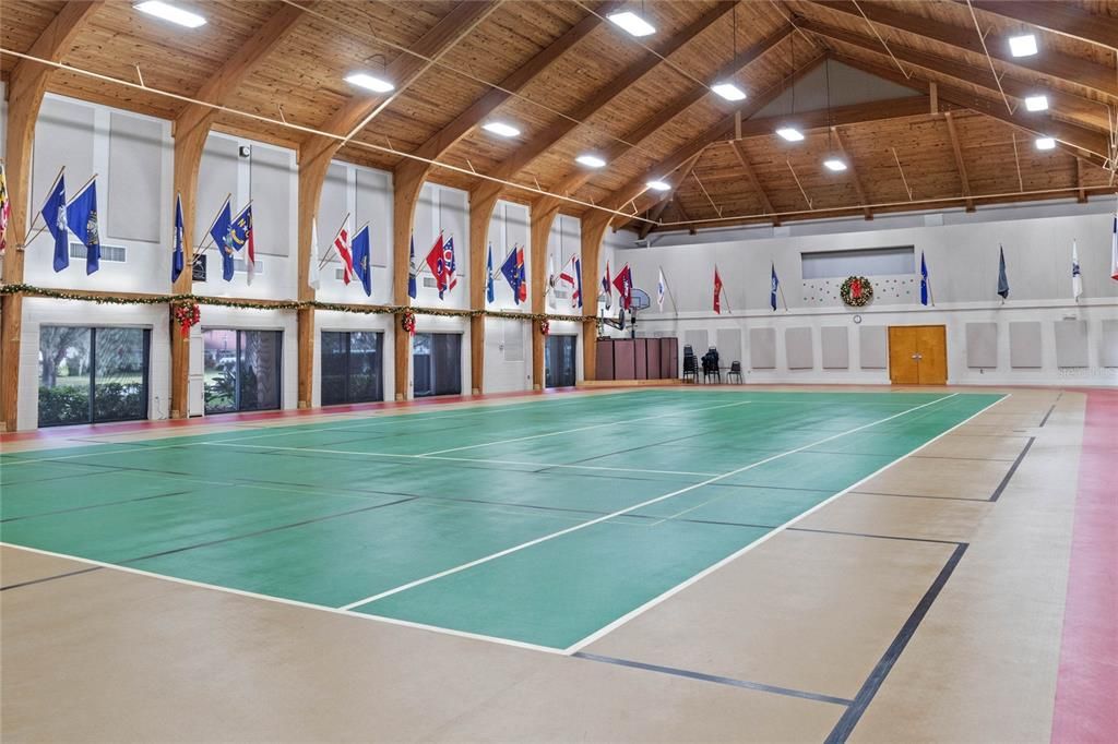 Basketball court and indoor arena includes shows & events; complete with stage and full kitchen
