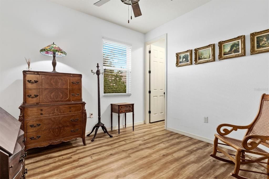 Guest bedroom with walk-in closet.