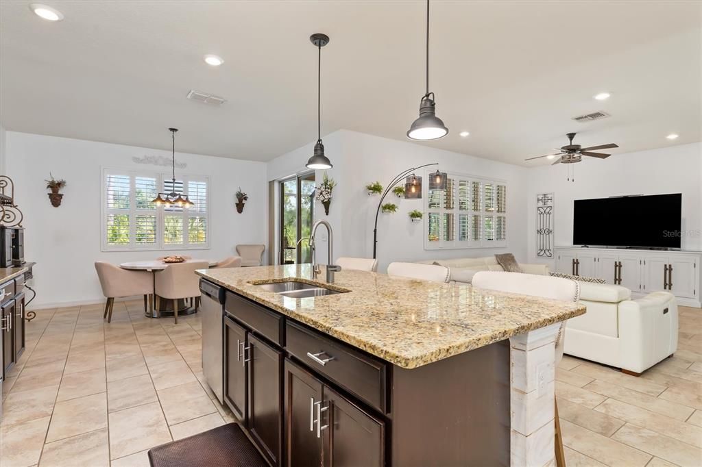 Very spacious breakfast nook is large enough to accommodate a large dining table.