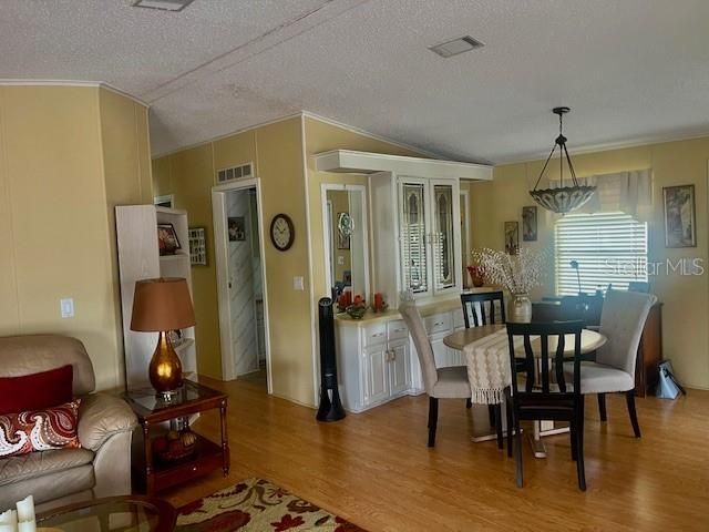 Dining room with built in china cabinet