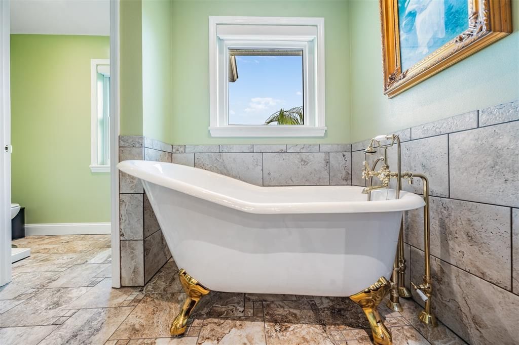 Bear claw tub in Primary Bedroom