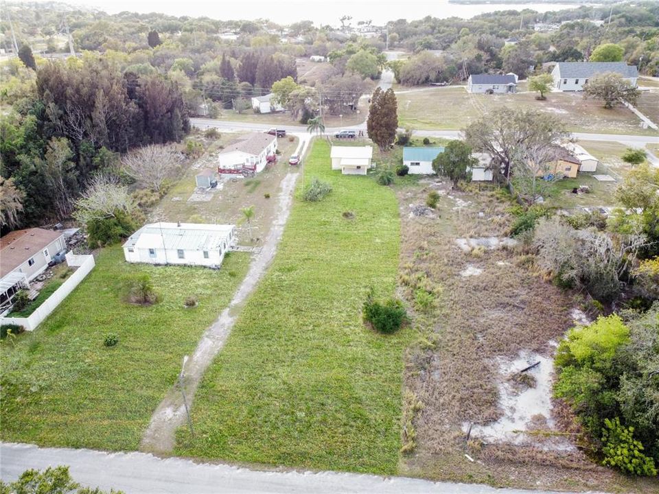 AERIAL REAR LOT VIEW TO STREET