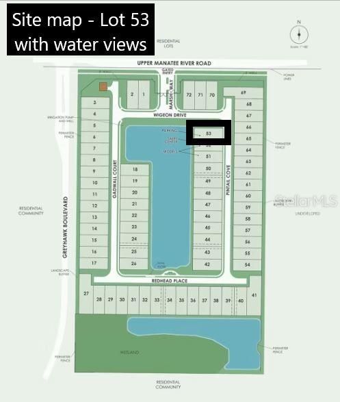 Homesite map - Lot 53 with water view