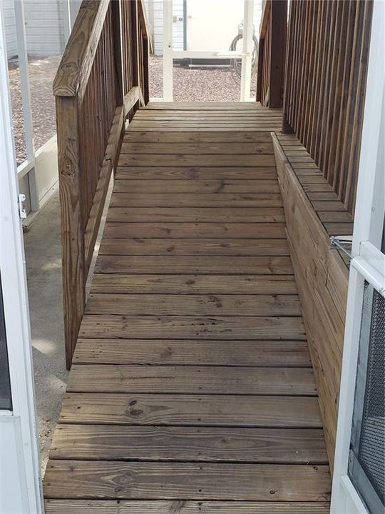 Handicap accessible ramp on screened porch