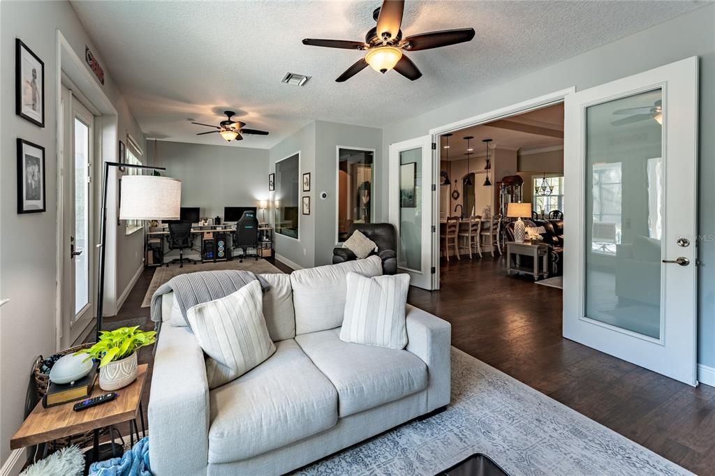 large Florida room with french doors