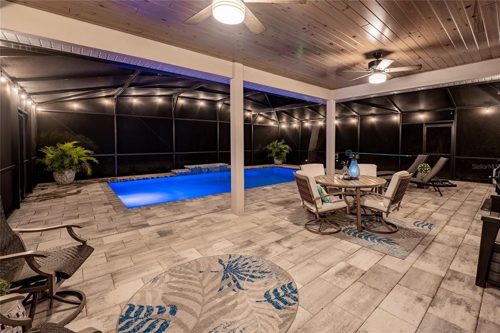 pool area with LED lighting