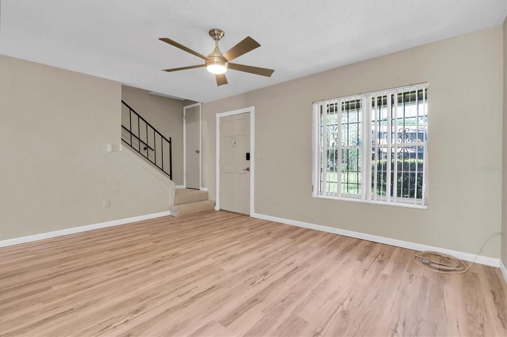 Living Room Freshly Painted, New Plank Flooring