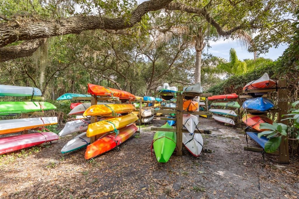 Kayak and body paddle storage throughout Pelican Cove