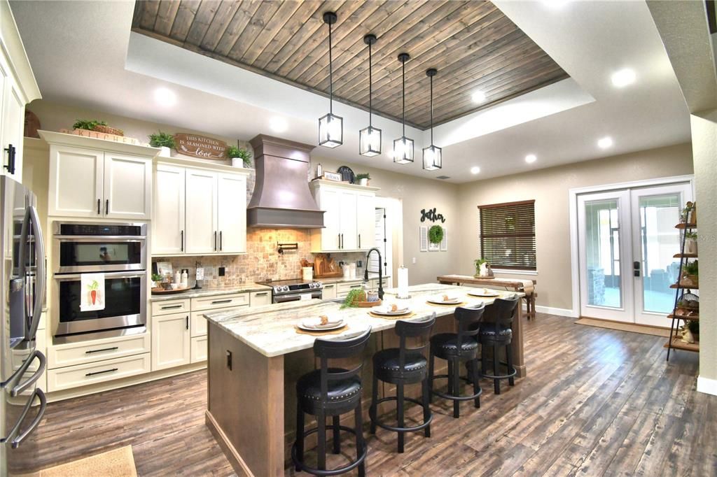 Gourmet Kitchen with beautiful Tongue & Groove Stained Ceiling