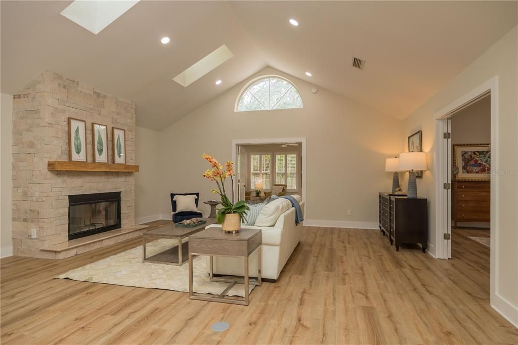 Open Floor Plan with Updated Stone Fireplace