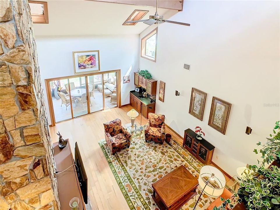 View from the 2nd floor looking down to the living room.