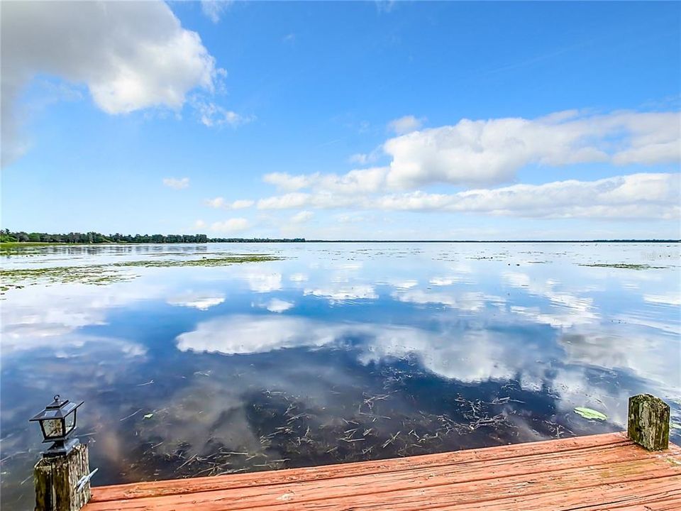 Magnificent reflection view of the clouds in the lake.  Taken from the end of the dock.