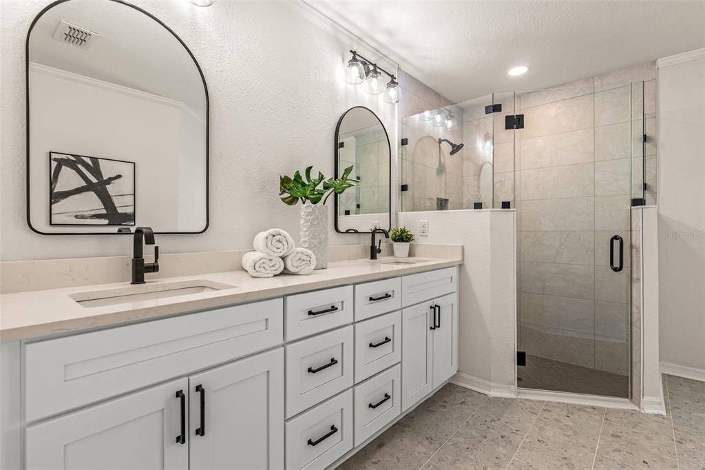 Primary Bathroom double sink Quartz vanity