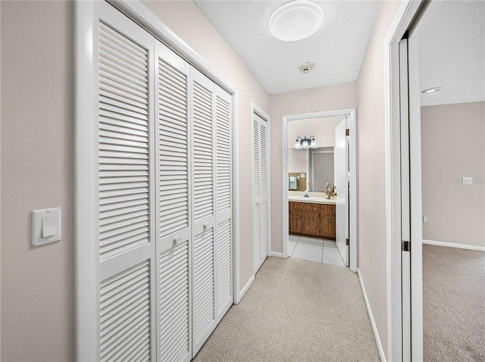 HALLWAY TO 2ND BATHROOM WITH LARGE CLOSETS