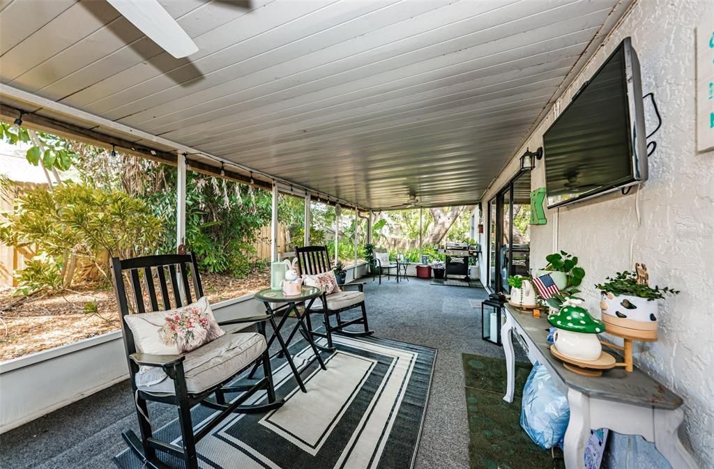 Private, oversized, outdoor, enclosed, screened, covered lanai