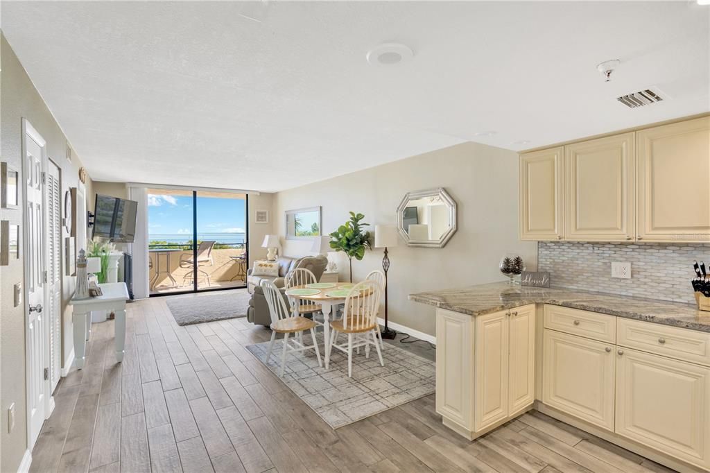 Open floor plan allows you to view the Gulf of Mexico waters from kitchen and dining area as well as the living room.