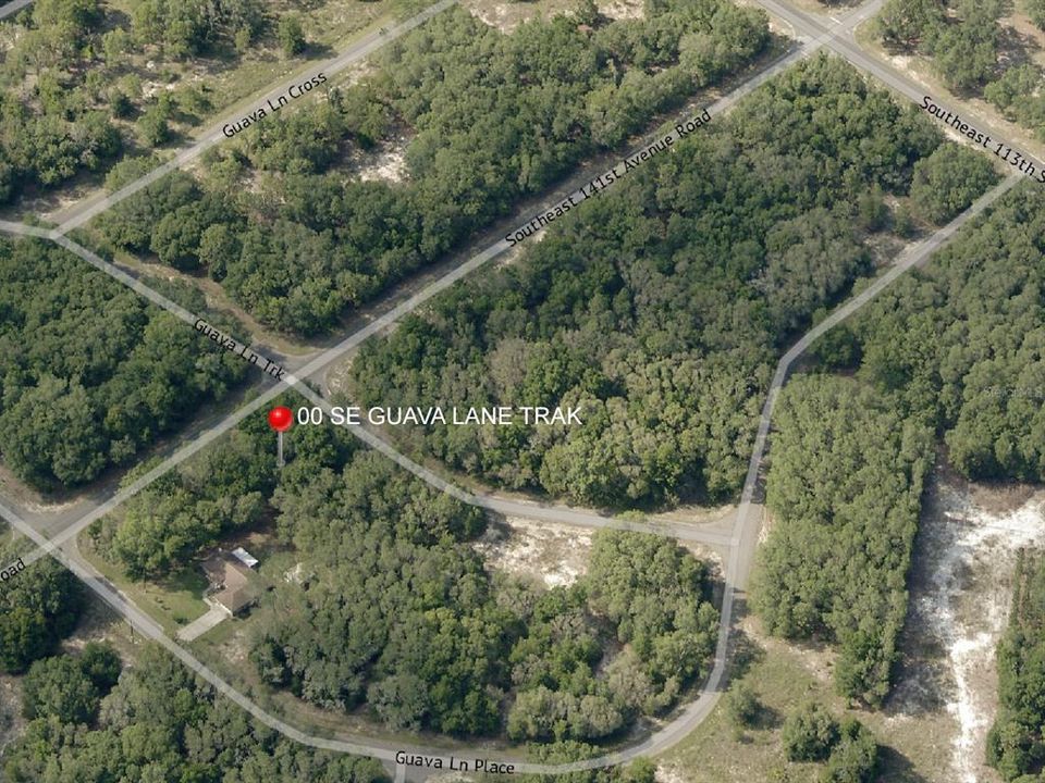 Aerial view of Ocala corner lot for sale in Silver Springs Silver Springs Shores Unit 42, Ocklawaha, FL