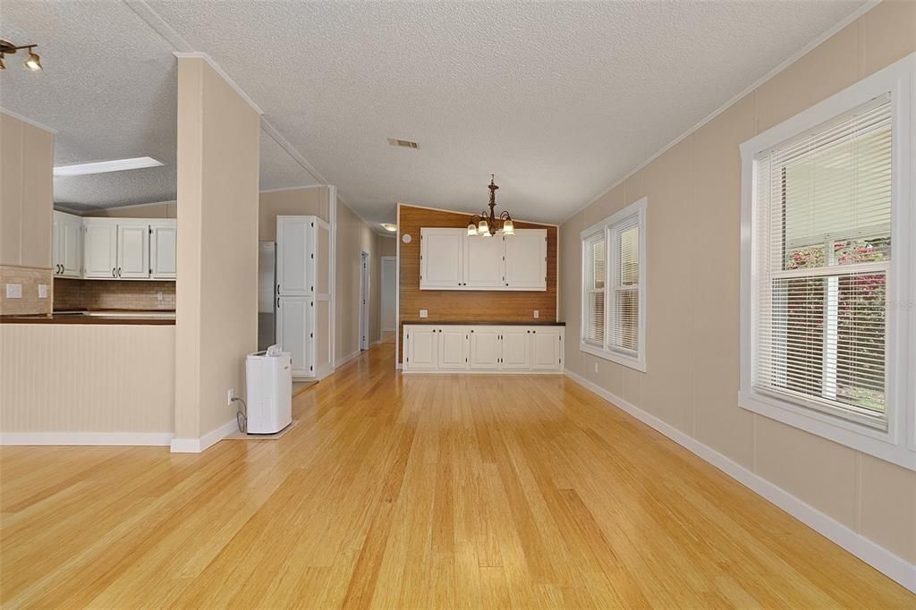 Dining area with built-in cabinetry