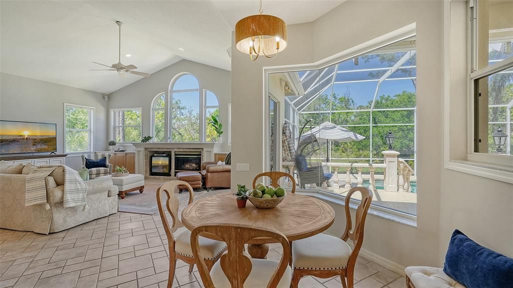 Eat in kitchen table space with aquarium windows