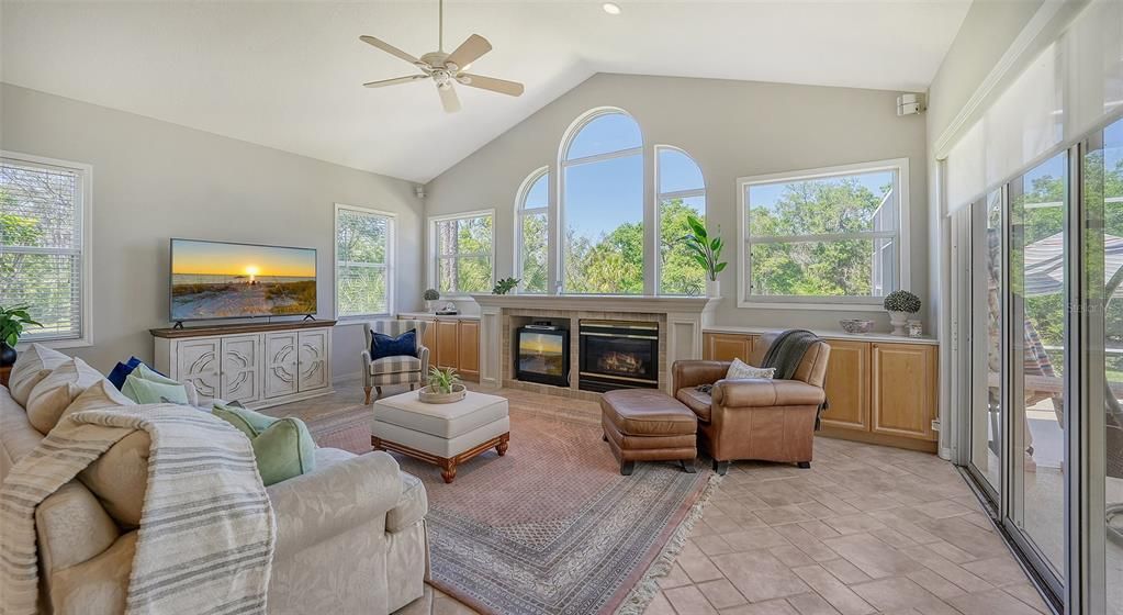 Family room with doors to the lanai and pool