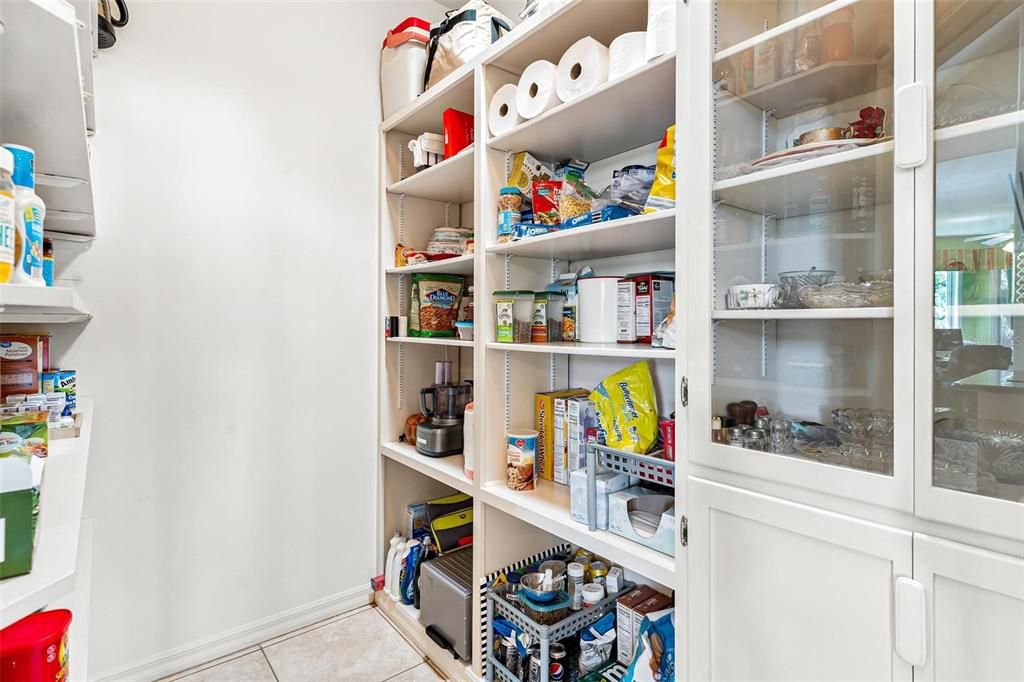 Large Custom Walk-in Pantry with Built-in China Cabinet