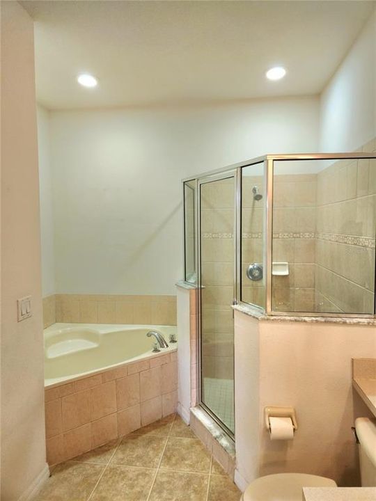 Primary bathroom - shower stall & garden bathtub - 1st fl