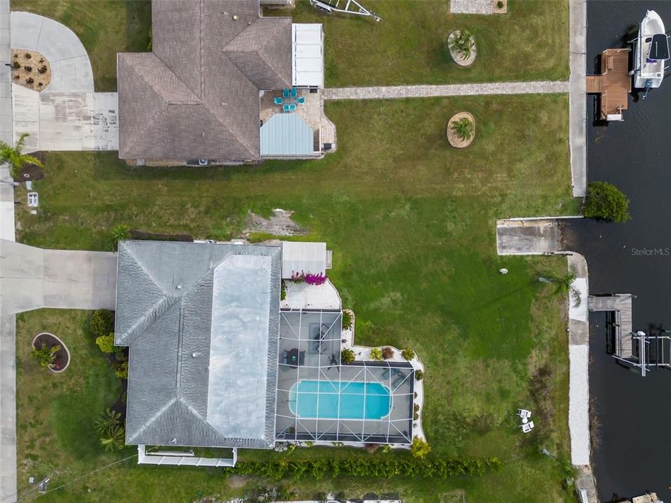 Overhead view of home and yard