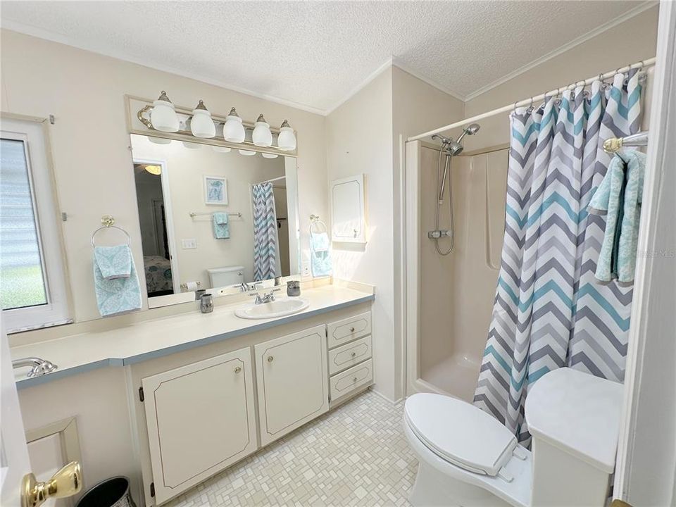 Master bath has shower and separate tub