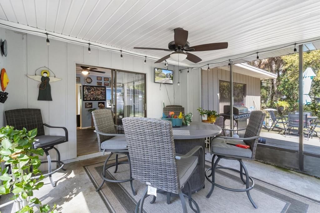 Screened-In Back Patio with Ceiling Fan