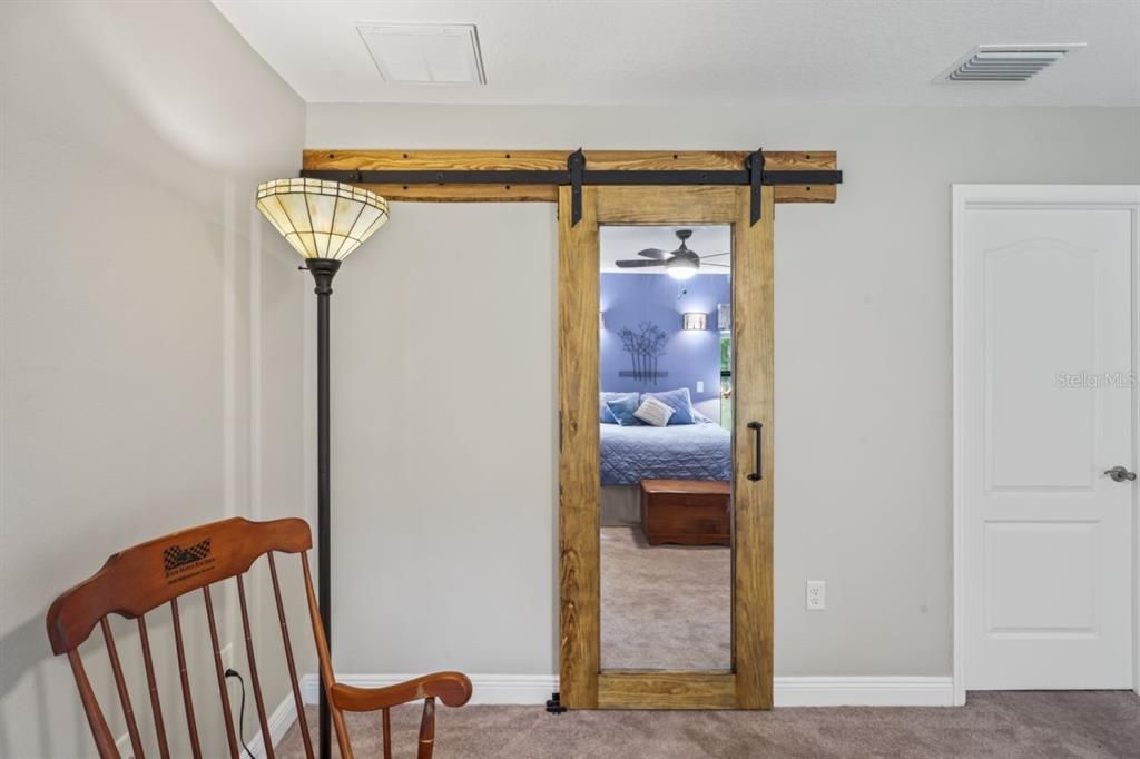 Barn door to master bath